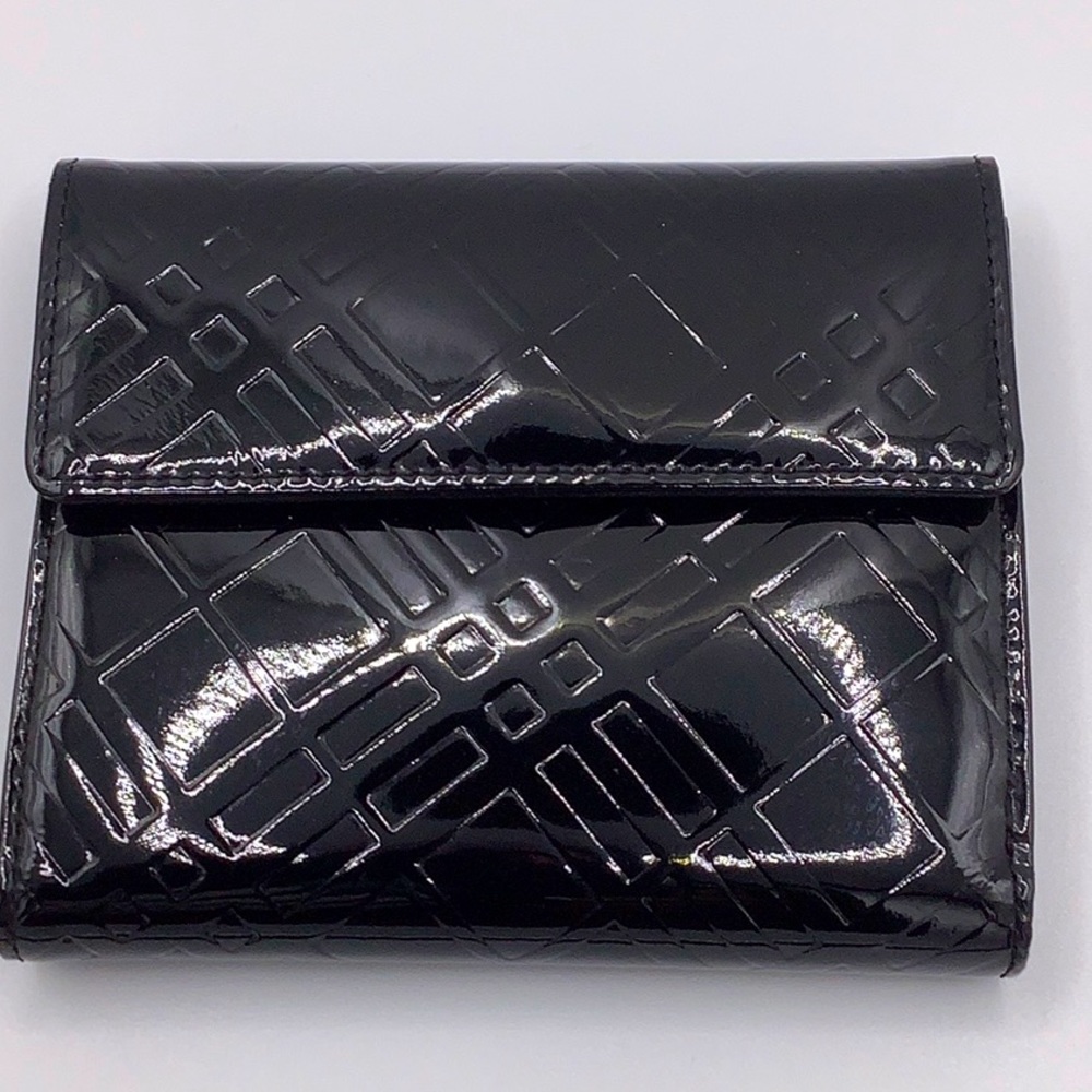 BURBERRY Enamel Bifold Coin black Mens wallet
